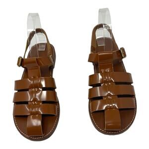 J.Crew Brown Leather Gladiator Sandals Italian Fisherman Sandals Size 8.5